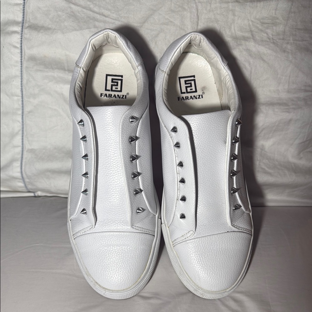 White Canvas High-Top Sneakers with Rubber Sole